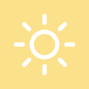 Stilisierte Sonne in weiß auf hell gelbem Hintergrund